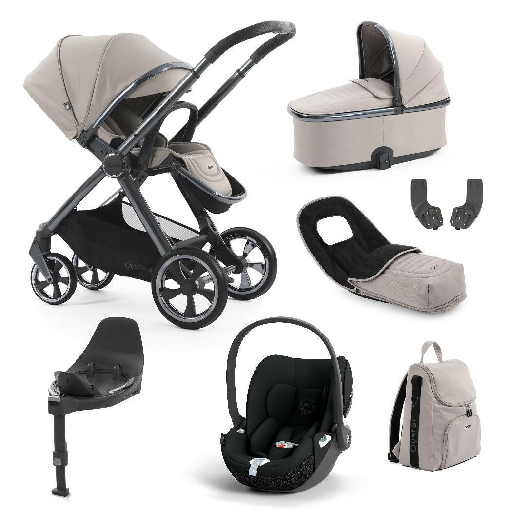 BabyStyle Oyster 4 ULTIMATE Bundle - Stone - with Cybex Cloud T and Cybex Base T ISOFIX Base