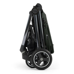 BabyStyle Oyster Gravity+ Stroller - Black Olive - shown folded and free-standing