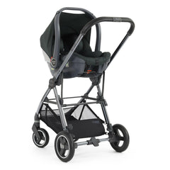 BabyStyle Oyster Capsule i-Size Infant Car Seat - Black Olive - showing the car seat fixed to the Gravity`s chassis