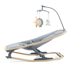 BabyStyle Oyster Rocker (Moon) - side view, showing the curved rocking base