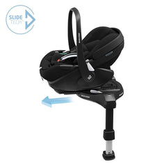 Maxi-Cosi Pebble 360 PRO & FamilyFix 360 PRO ISOFIX Base (Essential Black) - showing the car seat`s sliding feature when fitted to the base