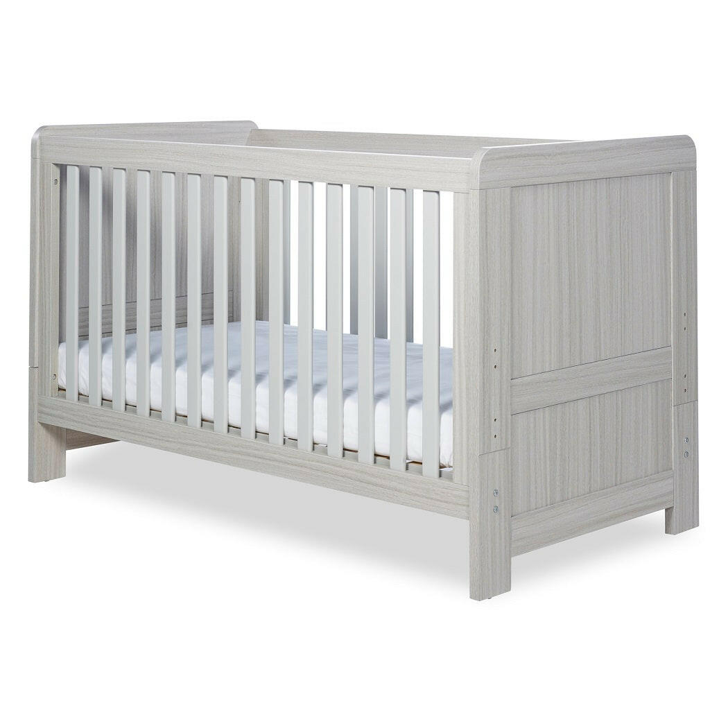 Ickle Bubba Pembrey Cot Bed - Ash Grey - quarter view (mattress not included, available separately)
