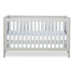 Ickle Bubba Pembrey Cot Bed - Ash Grey - side view, with mattress base at middle level