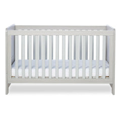 Ickle Bubba Pembrey Cot Bed - Ash Grey - side view, with mattress base at lowest level