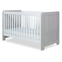 Ickle Bubba Pembrey Cot Bed - Ash Grey & White - quarter view (mattress not included, available separately)