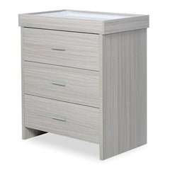 Ickle Bubba Pembrey Changing Unit - Ash Grey - quarter view, with changing mat (not included)