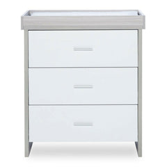 Ickle Bubba Pembrey Changing Unit - Ash Grey & White - front view, with changing mat (not included)