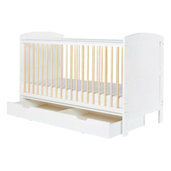 Ickle Bubba Coleby Scandi Classic Cot Bed & Under Drawer - White - front view (mattress not incuded, available separately)