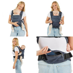 Ickle Bubba Seren Baby Carrier - Slate - three different ways to wear it