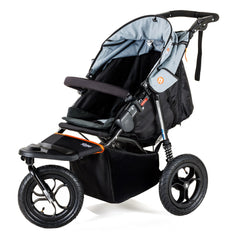 Out n About Nipper v5 Baby Pushchair (Rocksalt Grey) - showing the forward-facing pushchair with the hood lowered and seat reclined
