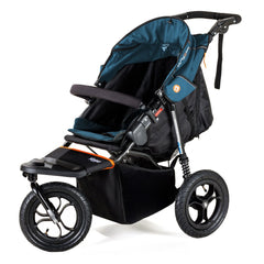 Out n About Nipper v5 Baby Pushchair (Highland Blue) - showing the forward-facing pushchair with the hood lowered and seat reclined