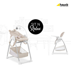 Hauck Sit 'n' Relax 3in1 Highchair (Winnie-the-Pooh - Beige) - showing the Sit n Relax as a bouncer and as a highchair