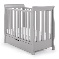 Obaby Stamford Space Saver Cot with FOAM Mattress (Warm Grey) - showing cot with its foam mattress
