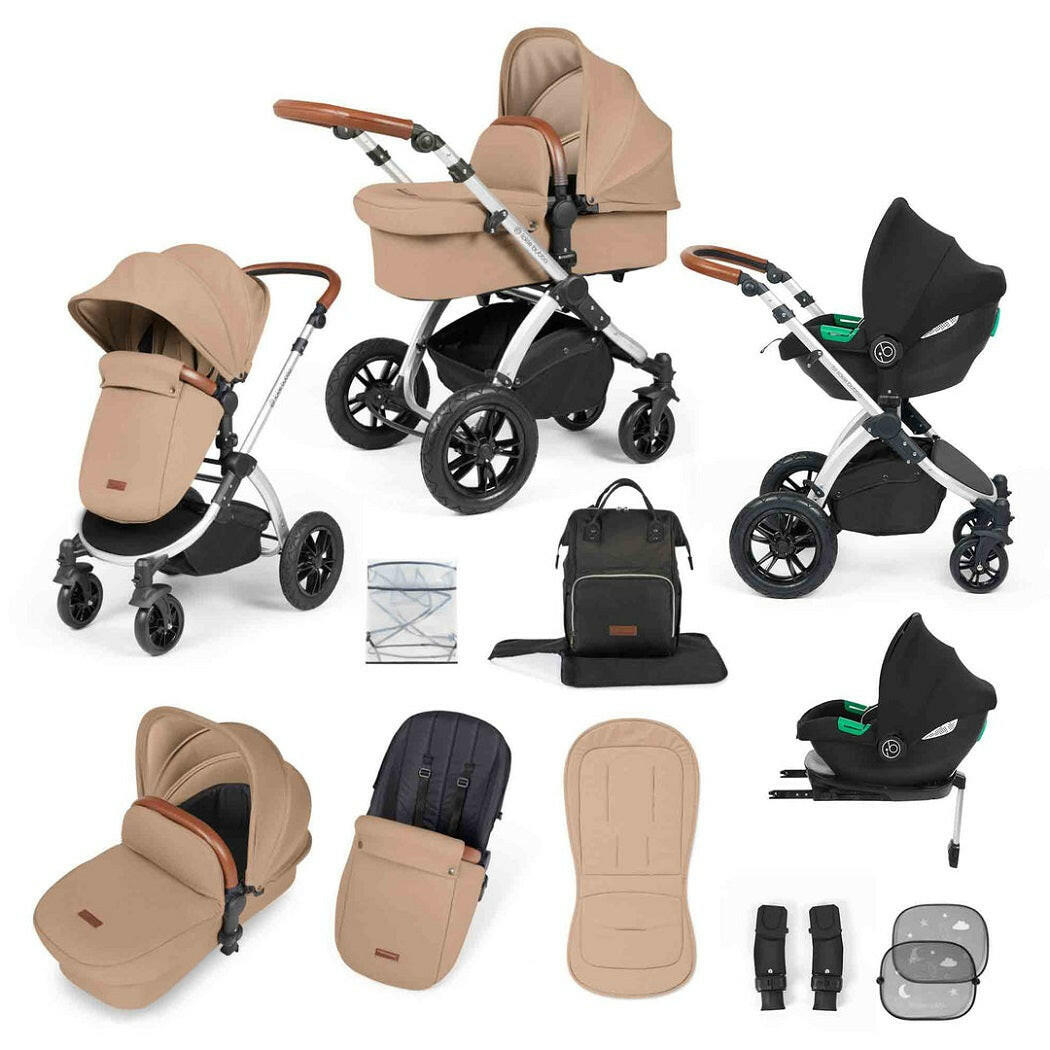 Ickle Bubba Stomp LUXE Travel System with Cirrus Car Seat & Base - Silver/Desert/Tan - included items