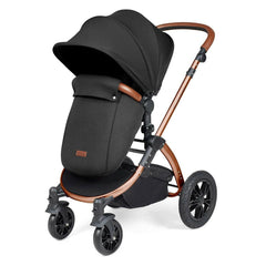 Ickle Bubba Stomp LUXE Travel System - Bronze/Midnight/Tan - showing the pushchair in forward-facing mode with the included footmuff