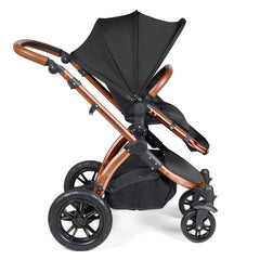 Ickle Bubba Stomp LUXE Travel System - Bronze/Midnight/Tan - side view, showing the forward-facing pushchair