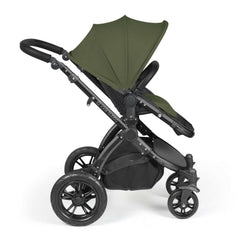 Ickle Bubba Stomp LUXE Travel System - Black/Woodland/Black - showing the pushchair in forward-facing mode
