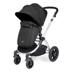 Ickle Bubba Stomp LUXE Travel System - Silver/Midnight/Black - showing the pushchair in forward-facing mode with the included footmuff