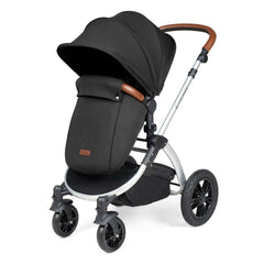 Ickle Bubba Stomp LUXE Travel System - Silver/Midnight/Tan - showing the pushchair in forward-facing mode with the included footmuff