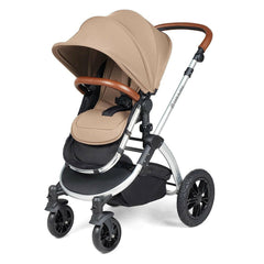 Ickle Bubba Stomp LUXE Travel System - Silver/Desert/Tan - showing the pushchair in forward-facing mode