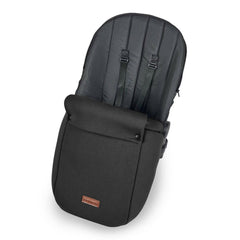 Ickle Bubba Stomp LUXE Travel System - Silver/Midnight/Black - showing the included matching footmuff