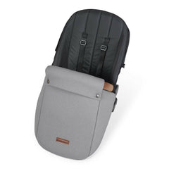 Ickle Bubba Stomp LUXE Travel System - Silver/Pearl Grey/Tan - showing the included matching footmuff