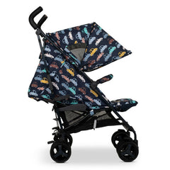 Cosatto Supa 3 Stroller - Beep Beep - side view, with seat reclined and hood extended