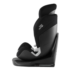 Britax Swivel 360 Rotating Car Seat - Space Black - side view, booster seat upright