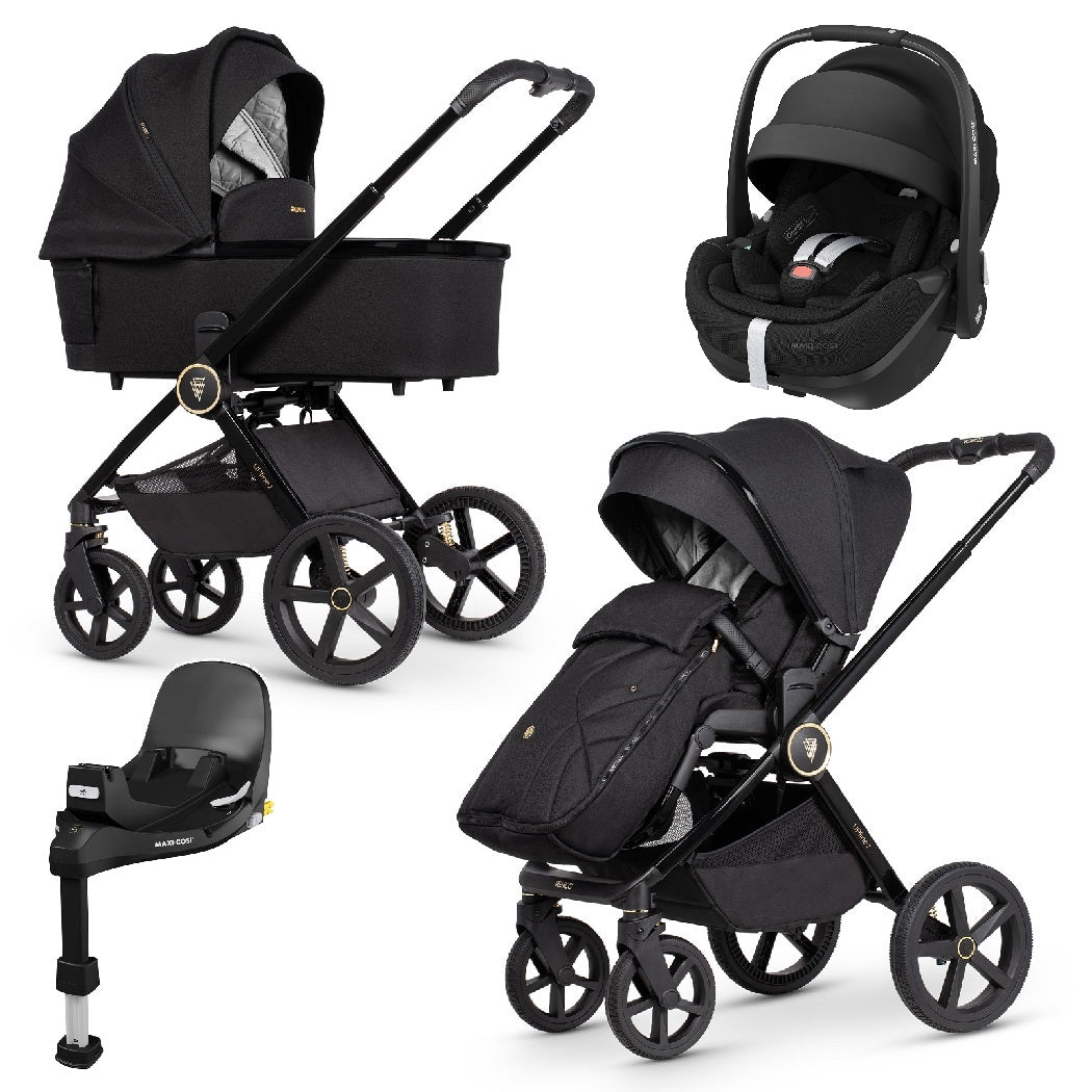 Venicci Upline 2 - All Black - 3in1 Travel System with Maxi-Cosi Pebble 360 Pro² and Base