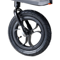 Out n About Nipper v5 Baby Pushchair (Rocksalt Grey) - showing the swivelling and lockable air-filled front wheel