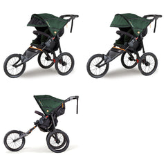 Out n About Nipper Sport v5 Pushchair (Sycamore Green) - showing the pushchair with its hood extended, sun mesh and sun visor lowered
