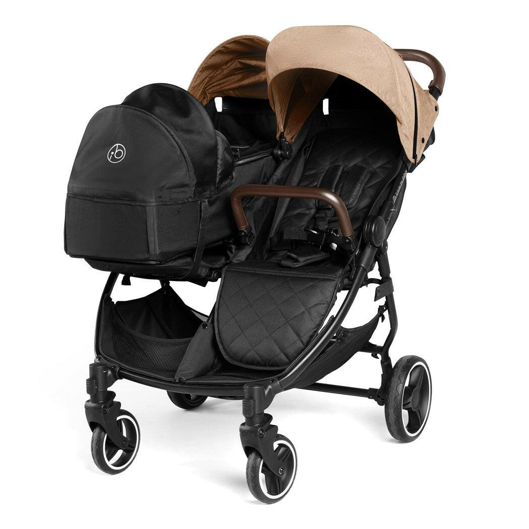 Ickle Bubba VENUS PRIME Double Stroller Bundle - Black/Biscuit/Tan