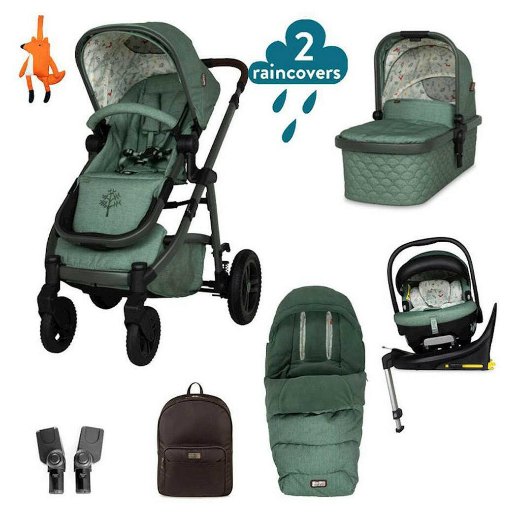 Cosatto Wow 3 Everything Bundle - Meadow - showing the included contents
