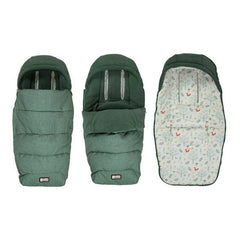 Cosatto Wow 3 Footmuff - Meadow - front view, three views: outer, interior and seat liner