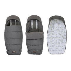 Cosatto Wow 3 Footmuff - Bobtail - front view, three views: outer, interior and seat liner