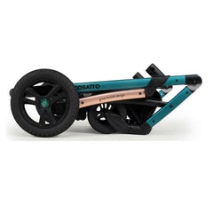 Cosatto Wow 2 Pram & Pushchair - Midnight Jungle - side view, showing the chassis folded