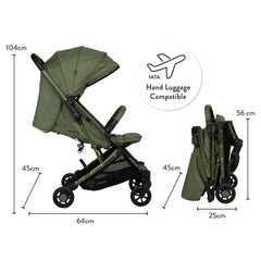 Cosatto Yo! Stroller - Hoglet - side view, with dimensions