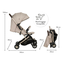 Cosatto Yo! Whisper Stroller - side view, with dimensions