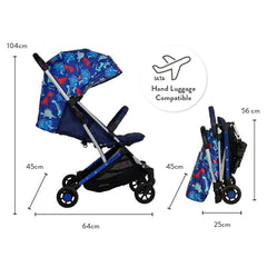 Cosatto Yo! Dino Bright Stroller - side view, with dimensions