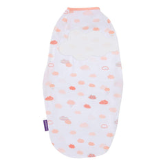 Clevamama Baby Swaddle to Sleep Wrap (Coral Clouds) - showing the reverse side