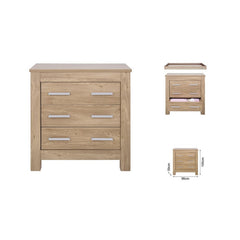 BabyStyle Bordeaux Nursery Furniture Set (Oak) - showing the dimensions of the chest of drawers