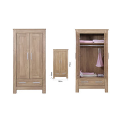 BabyStyle Bordeaux Nursery Furniture Set (Oak) - showing the wardrobe`s interior and its dimensions