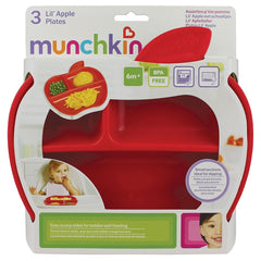 Munchkin Lil Apple Plates - Pack of 3 (Yellow, Red & Lime) - showing the packaging