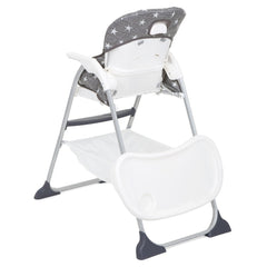 Joie Mimzy Snacker Highchair (Twinkle Linen) - rear view, showing the tray being stored