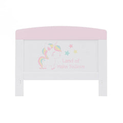 Obaby Grace Inspire Cot Bed (Unicorn) - front view, showing the end panel for the toddler/junior bed