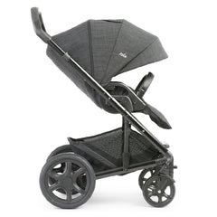 Joie Chrome DLX Pushchair (Pavement) - side view, shown forward-facing with seat upright and hood fully extended