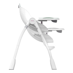 Oribel Cocoon Highchair (Pistachio) - side view, showing the different heights