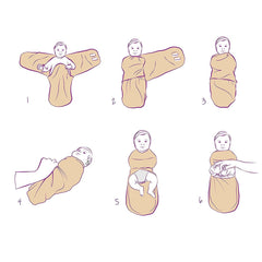 Clevamama Baby Swaddle to Sleep Wrap - diagram showing various ways to wrap your baby