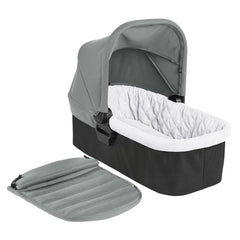Baby Jogger City Mini 2 Carrycot (Slate) - quarter view, showing the carrycot`s interior and apron