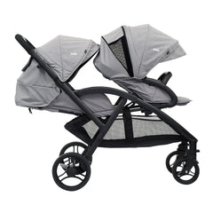 Joie Evalite Duo Stroller (Grey Flannel) - side view, shown here with the rear seat fully reclined